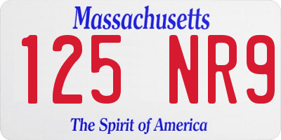 MA license plate 125NR9