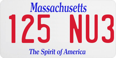 MA license plate 125NU3