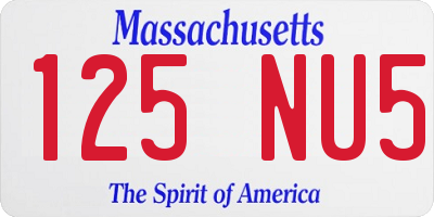 MA license plate 125NU5