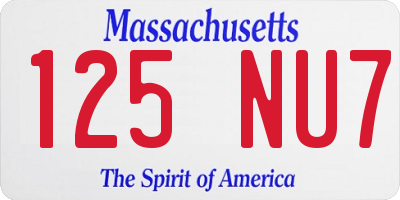 MA license plate 125NU7