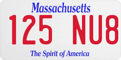MA license plate 125NU8