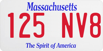 MA license plate 125NV8