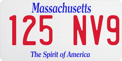 MA license plate 125NV9