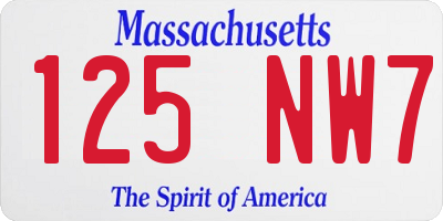MA license plate 125NW7
