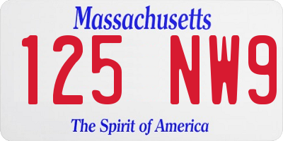 MA license plate 125NW9