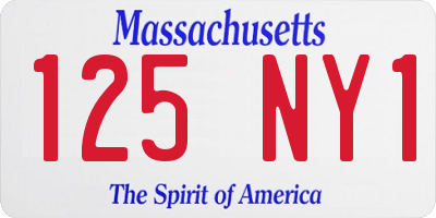MA license plate 125NY1