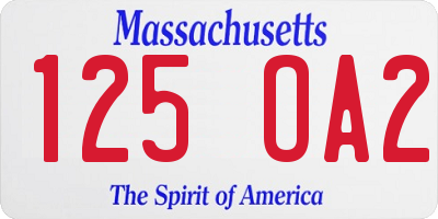MA license plate 125OA2