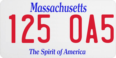 MA license plate 125OA5