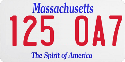 MA license plate 125OA7