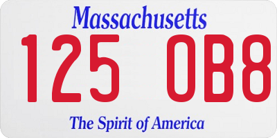 MA license plate 125OB8