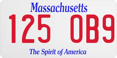 MA license plate 125OB9
