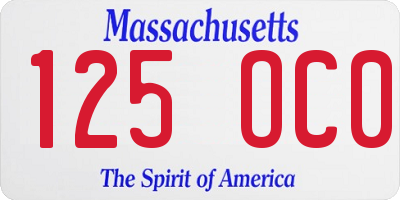 MA license plate 125OC0