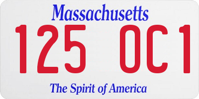 MA license plate 125OC1