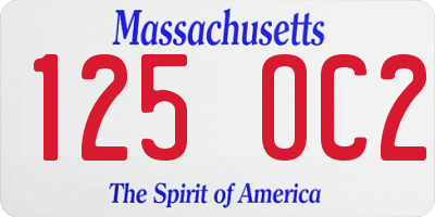 MA license plate 125OC2