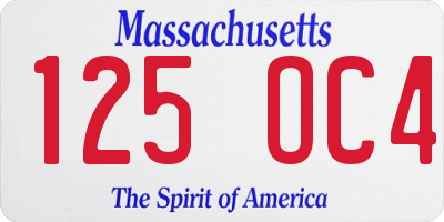 MA license plate 125OC4