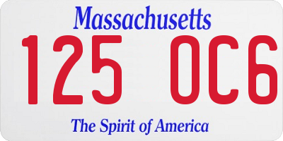 MA license plate 125OC6