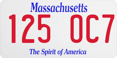 MA license plate 125OC7
