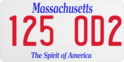 MA license plate 125OD2