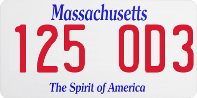 MA license plate 125OD3