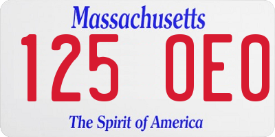MA license plate 125OE0