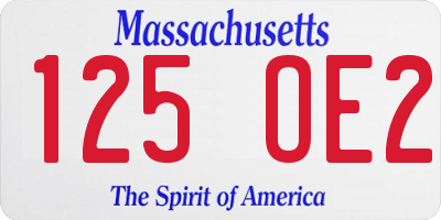 MA license plate 125OE2