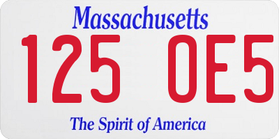 MA license plate 125OE5