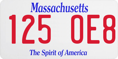 MA license plate 125OE8