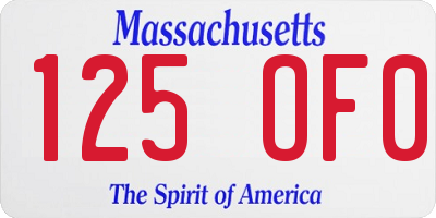 MA license plate 125OF0