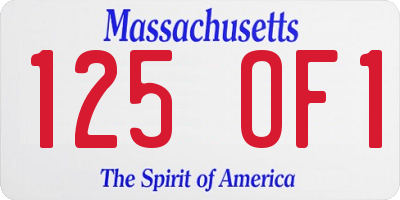 MA license plate 125OF1