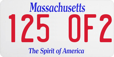 MA license plate 125OF2