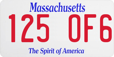 MA license plate 125OF6