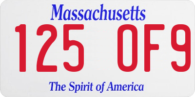 MA license plate 125OF9