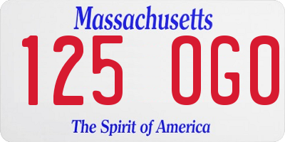 MA license plate 125OG0