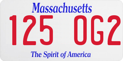 MA license plate 125OG2