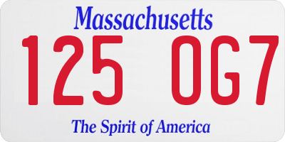MA license plate 125OG7