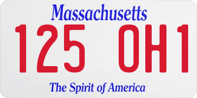 MA license plate 125OH1