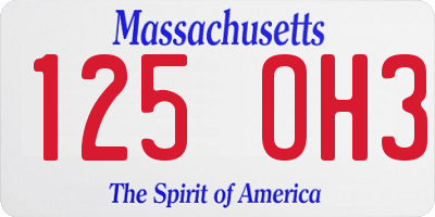 MA license plate 125OH3