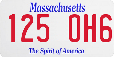 MA license plate 125OH6