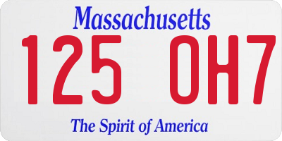 MA license plate 125OH7