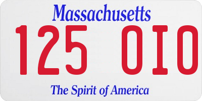 MA license plate 125OI0