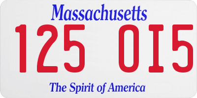 MA license plate 125OI5