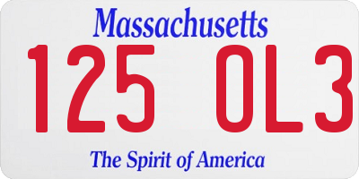 MA license plate 125OL3