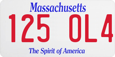 MA license plate 125OL4