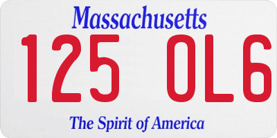 MA license plate 125OL6