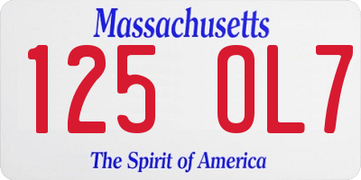 MA license plate 125OL7