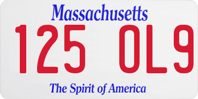 MA license plate 125OL9