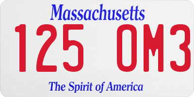 MA license plate 125OM3