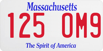 MA license plate 125OM9