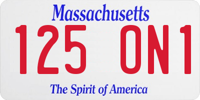 MA license plate 125ON1