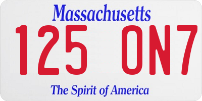 MA license plate 125ON7
